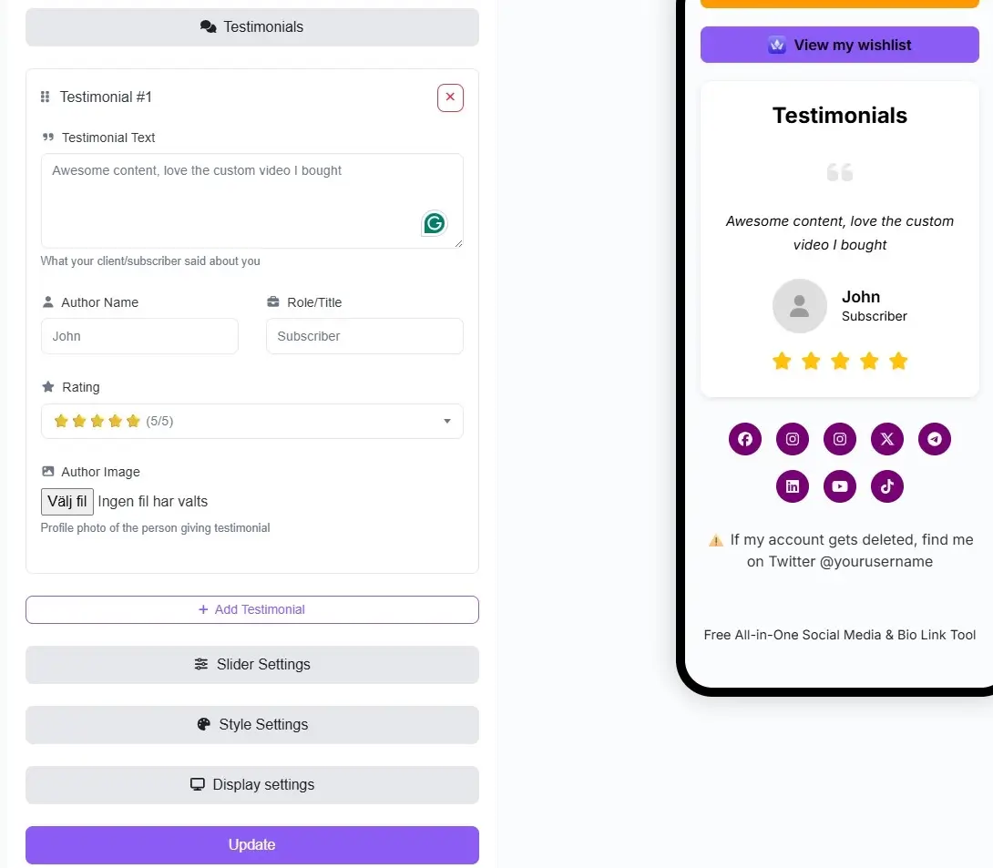 Testimonials Slider Example