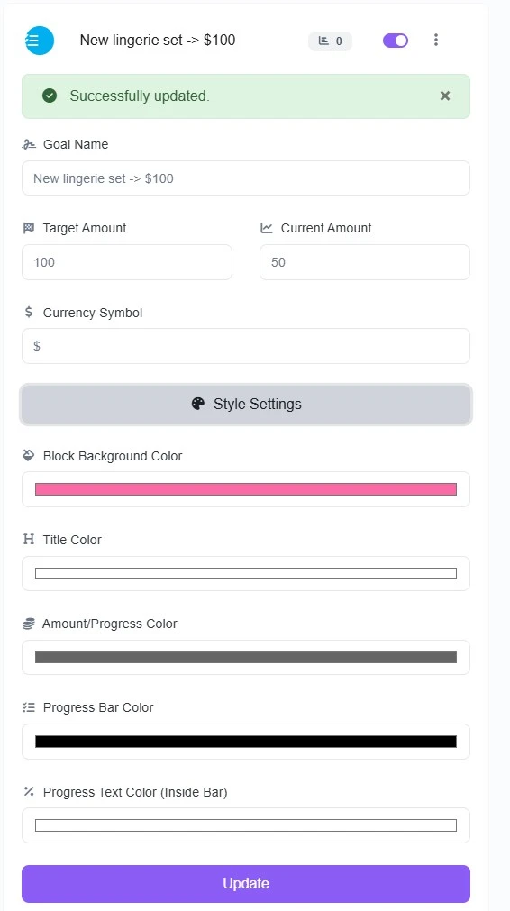 Tip Goal Tracker Example