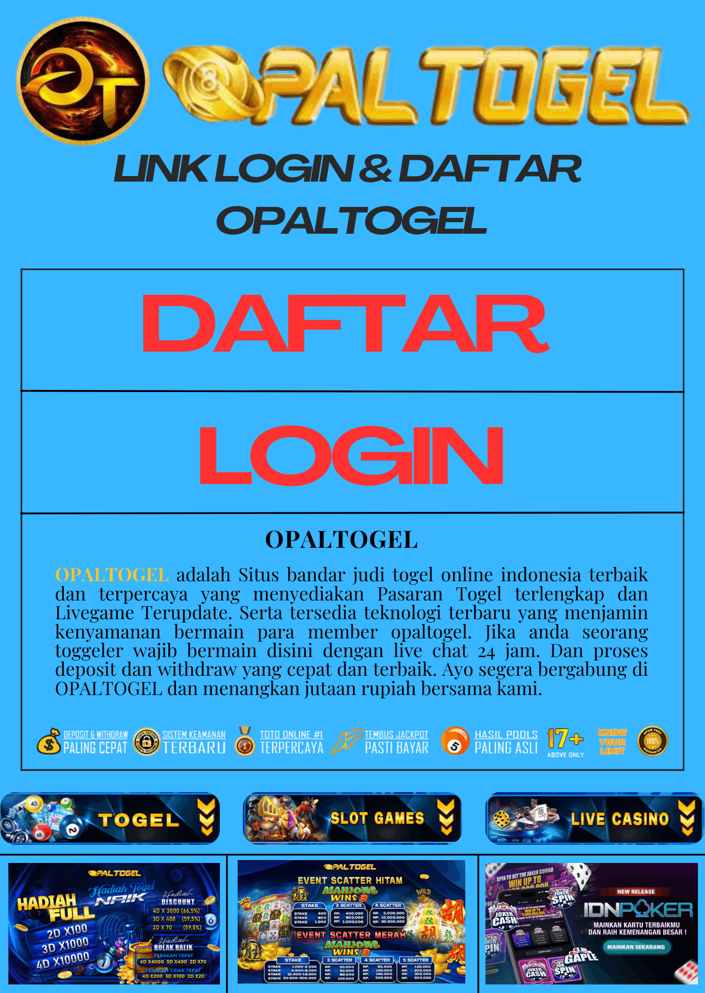 OPALTOGEL | OPALTOTO | LOGIN OPALTOGEL | DAFTAR OPALTOGEL | LINK OPALTOGEL | OPALTGL | opaltogel