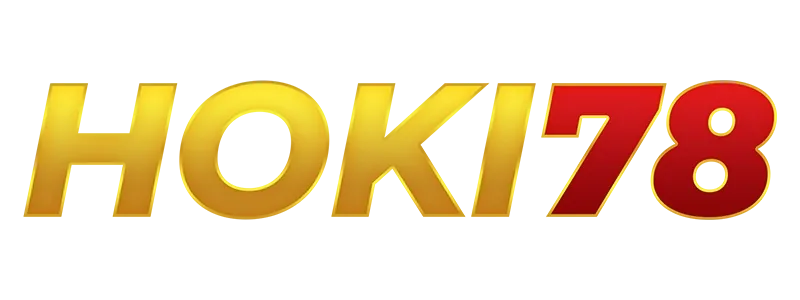 Logo Hoki78 dengan tulisan HOKI berwarna emas dan 78 berwarna merah.